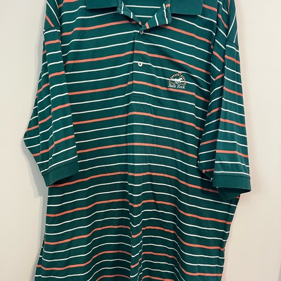 Fairway & Greene Performance Polo Green and Orange Striped - Picture 1 of 4